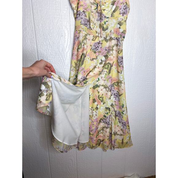YUMI KIM 'Ariana' Garden Lemon Floral Chiffon Midi Sundress US Large - Picture 8 of 13